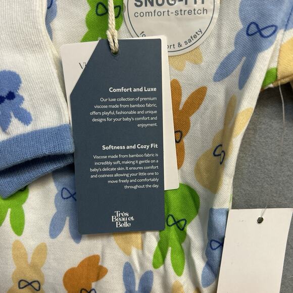 Tres Beau et Belle Bamboo Bunny Print 3pc PJ Pajama Set Girl’s Size 4T NEW NWT - Picture 6 of 7